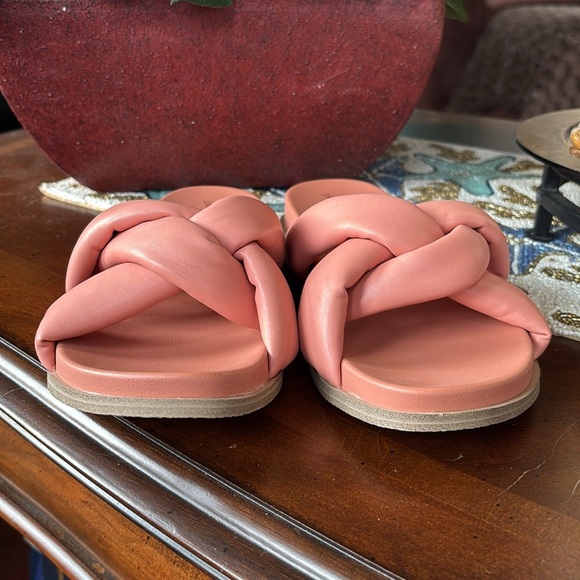 Brand New Universal Thread Cosette Padded Slide Sandals Coral Crisscross Casual - Picture 10 of 13